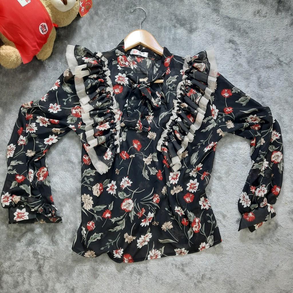 Áo kiểu công sở hoa nhí phối ren siêu xinh