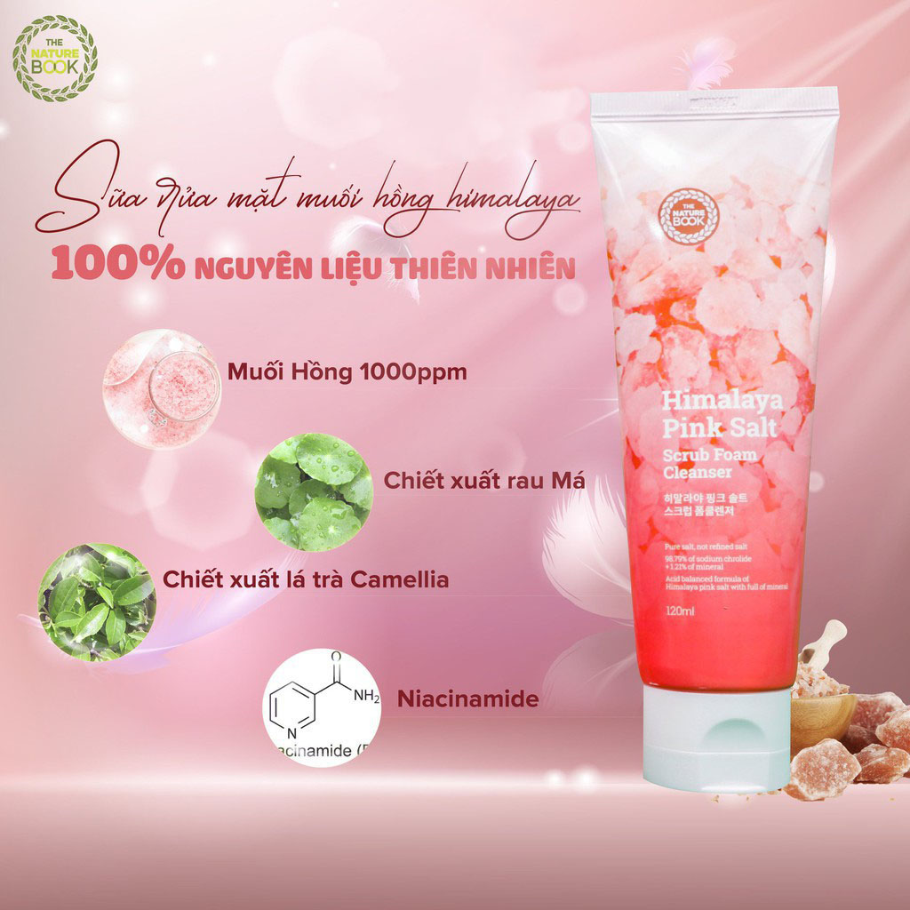 Sữa Rửa Mặt Muối Hồng The Nature Book Himalaya Pink Salt Scrub Foam Cleaneser 120ml