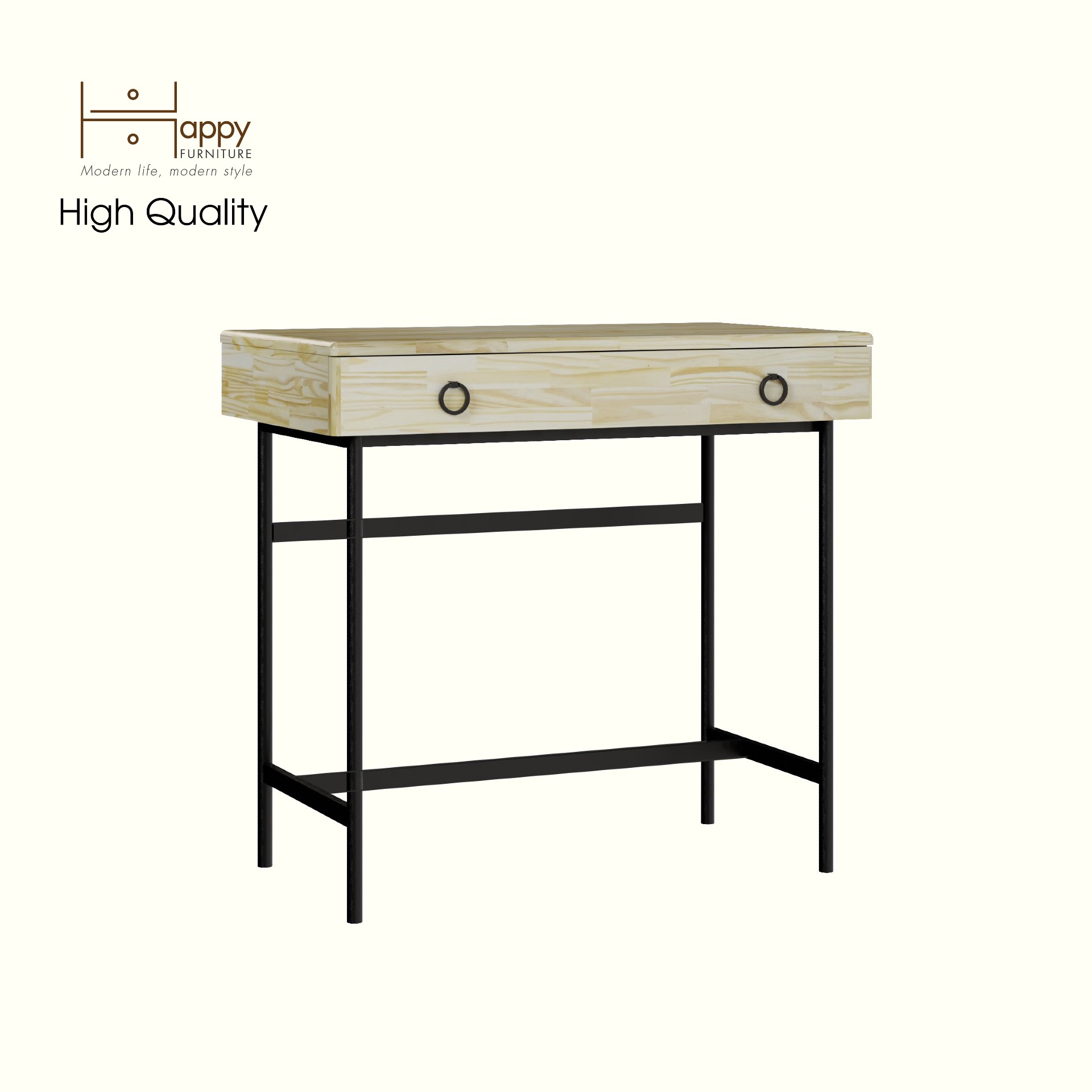 HAPPY FURNITURE , gỗ tự nhiên , Bàn trang điểm 1 ngăn kéo - YANNA , BAN_101 , 80cm x 45cm x 75cm