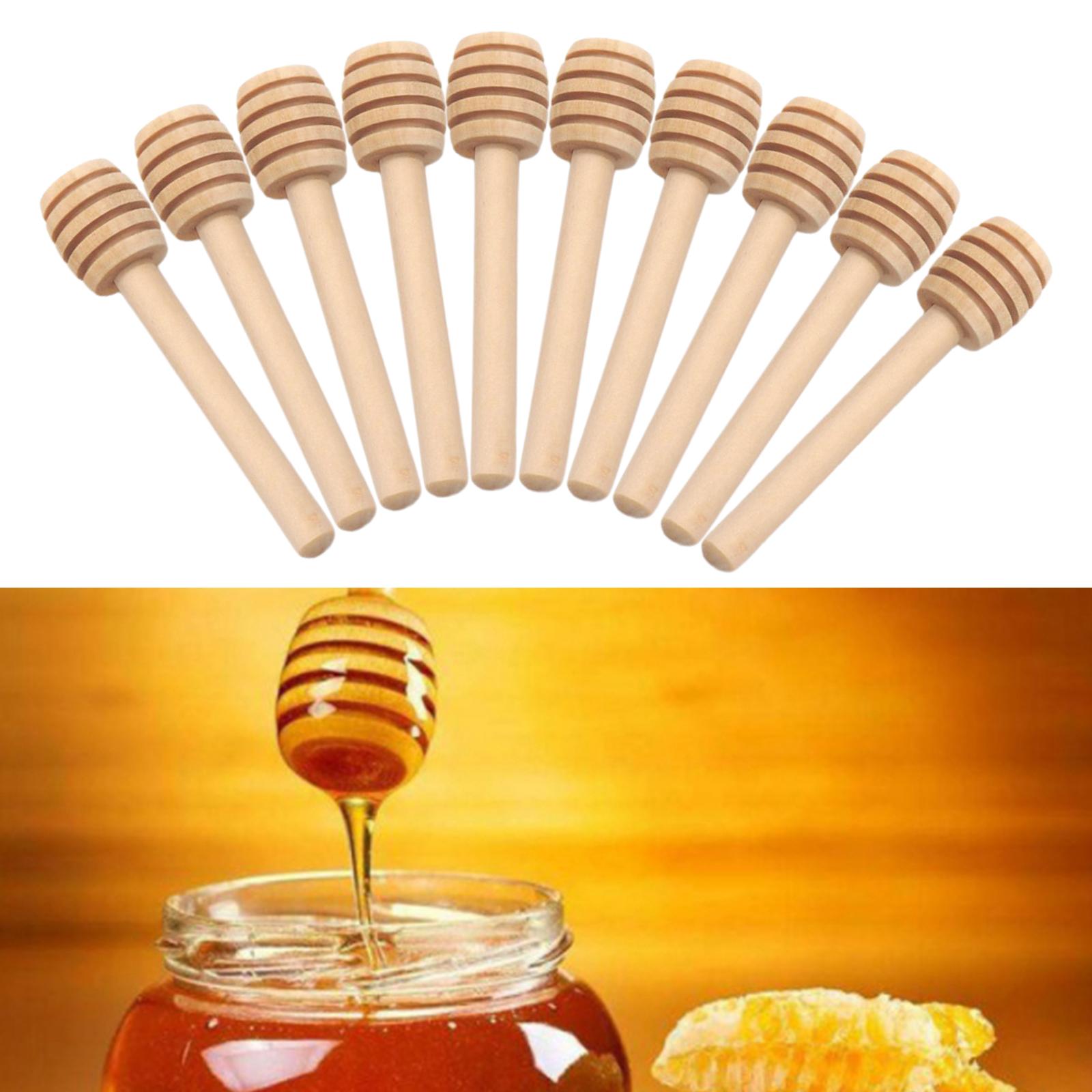 10pcs Honey Dipper Stick, 3 Inch 4 Inch Mini Wood Honey Stirrer Wand for Honey Jar Dispense Drizzle Honey, Wedding Party Favors