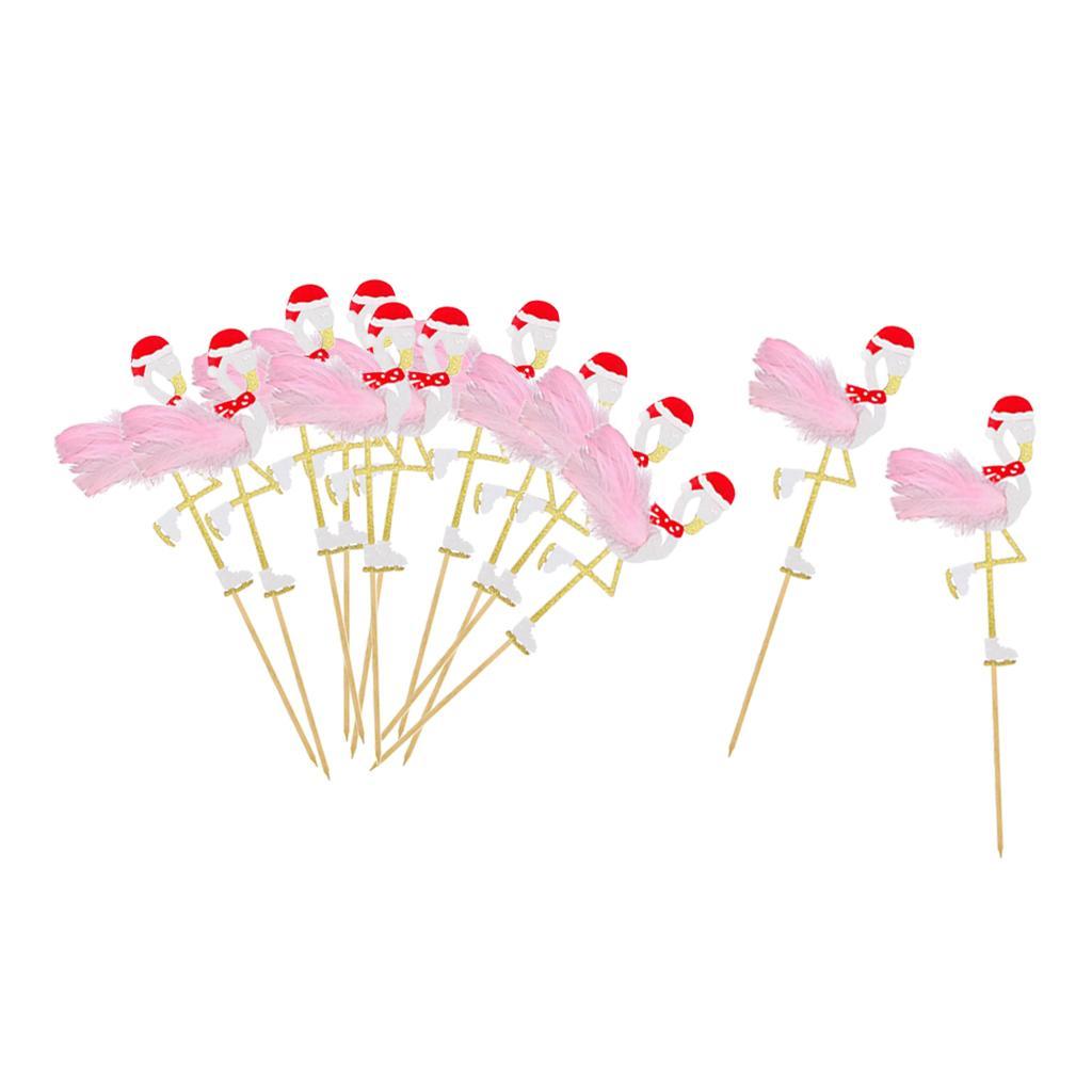 12pcs Cake Topper Picks Flamingo Cupcake Decor Birthday Party