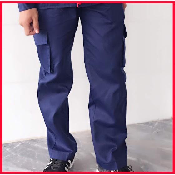 Bộ đồ bảo hộ lao động quần áo cài cúc SHUNI 008B than phối đỏ công nhân cơ khí, kỹ sư, xây dựng, làm vườn, nông nghiệp