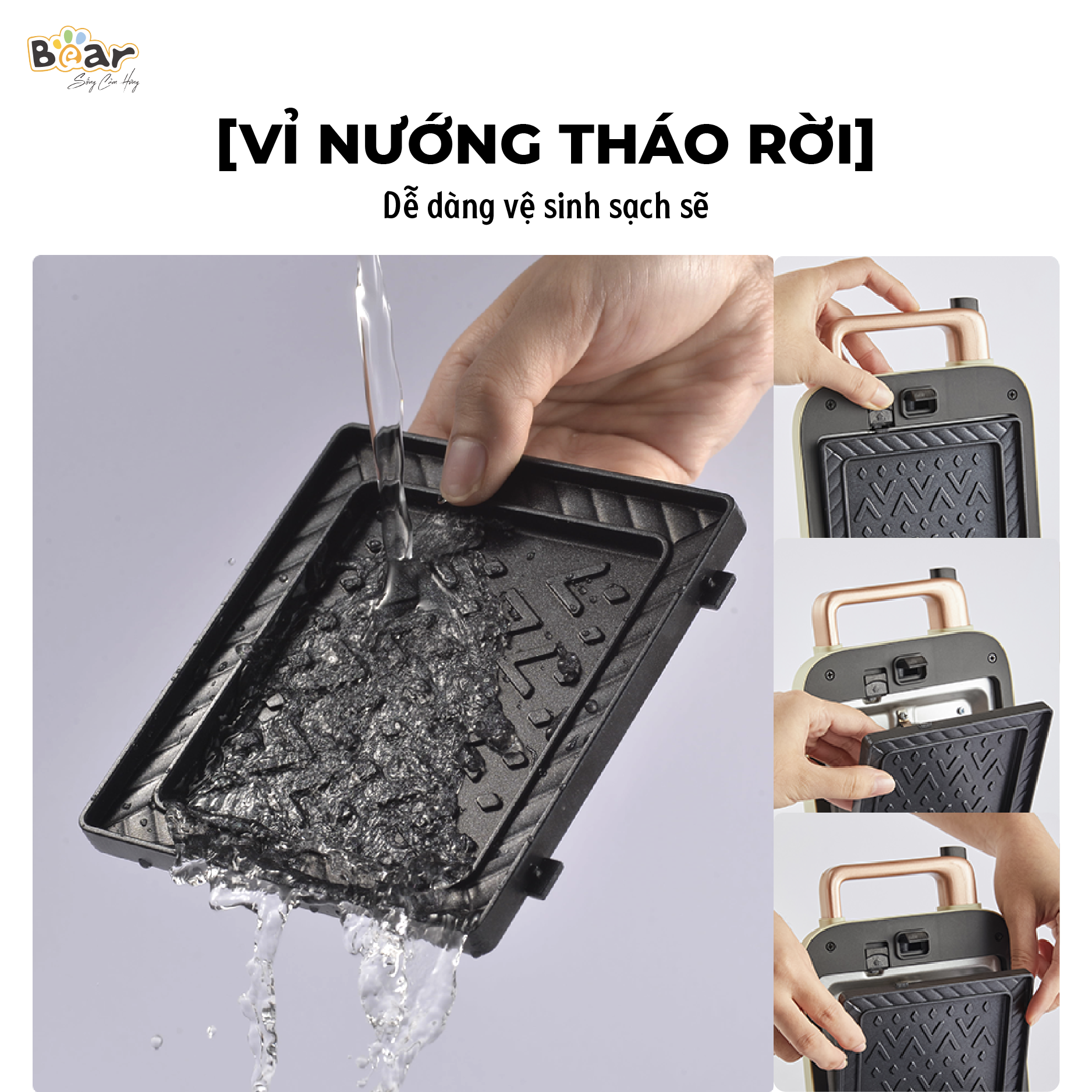 Máy Nướng Bánh Đa Năng Bear Nướng Bánh Sandwich, Crepe, Waffle Rán Trứng Xúc Xích DBC-C06M1