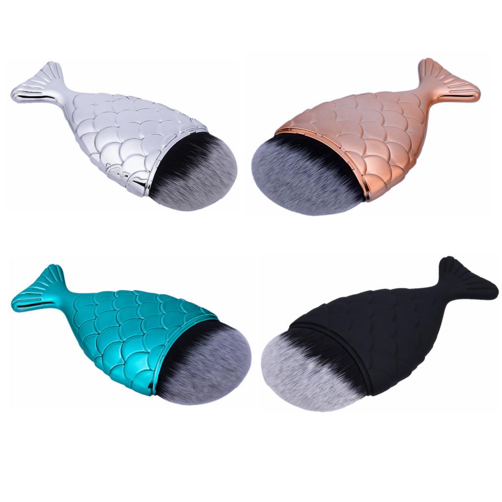 Mermaid Glitter Makeup Powder Blush Foundation Contour Cosmetic Brush Silver