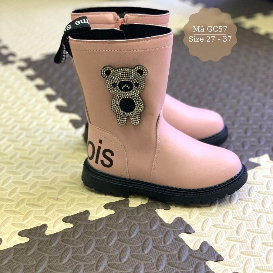 Giày boots cao cổ cho bé gái 3 - 12 tuổi màu hồng dễ mix đồ GC57 (Kèm ảnh & video thực tế
