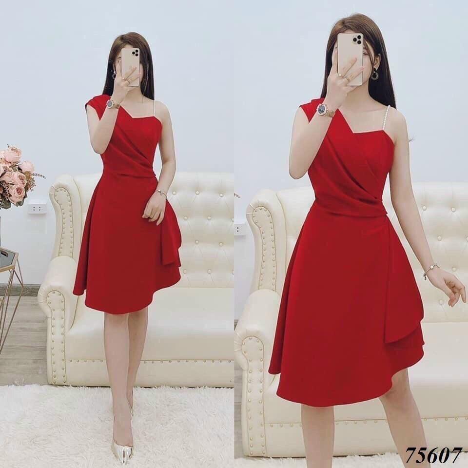 ĐẦM DỰ TIỆC LỆCH VAI PHỐI CƯỜM XINH XINH