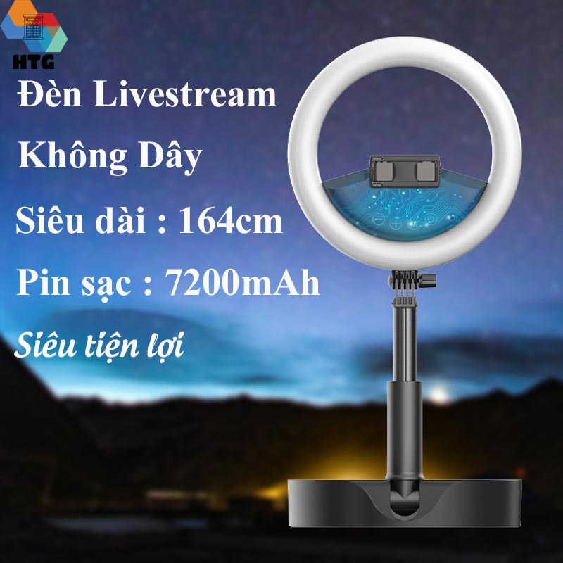 Đèn Livestream Vòng CYKE Q10 gấp gọn, không dây, siêu dài, chụp ảnh, điều chỉnh ánh sáng tự do có remote, hàng chính hãng