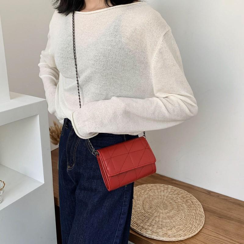 Small Bag Women's Bag Korean Style Simple All-Match Fashion Diamond Chain Shoulder Bag Messenger Bag