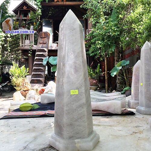 Trụ lục lăng đá thạch anh trắng tự nhiên vừa vượng vừa phát T490 nặng 7kg kích thước 41x15.5  – Vật phẩm phong thủy may mắn