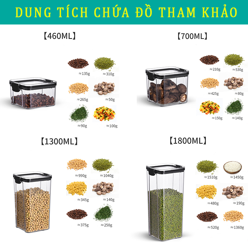 Hộp Đựng Ngũ Cốc, Hộp Bảo Quản Đồ Khô Nắp Kín Chống Ẩm Mốc Mối Mọt