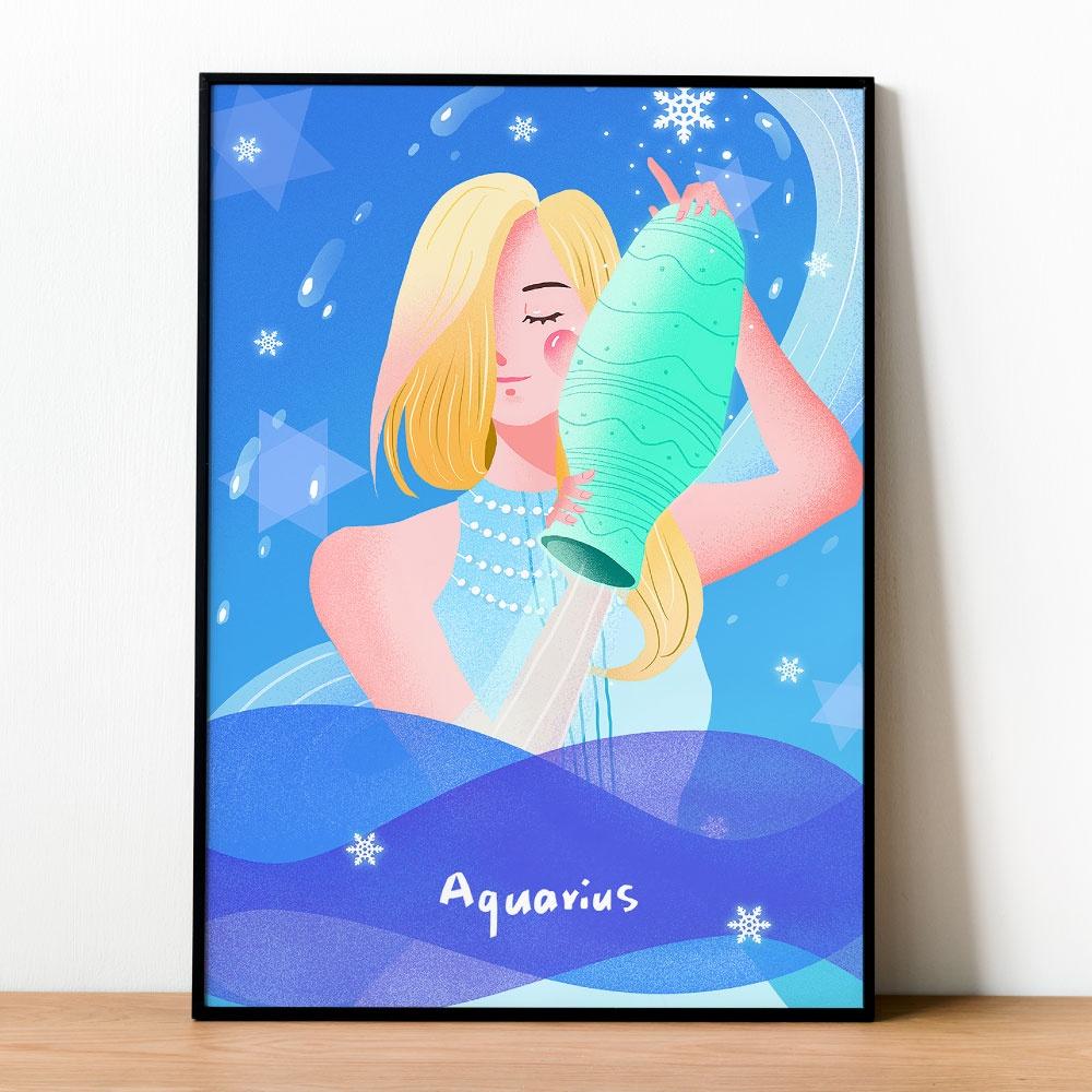 Tranh số hóa - Cung Bảo Bình đã căng khung 40x50cm 29 màu
