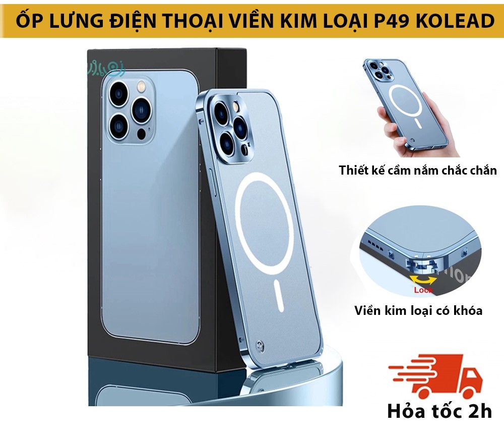 [HÀNG CHÍNH HÃNG] VIỀN KIM LOẠI Ốp Điện Thoại Bằng Kim Loại KOLEAD P49 Từ Tính Trong Suốt Cho iPh 11 12 13 14 Pro max plus