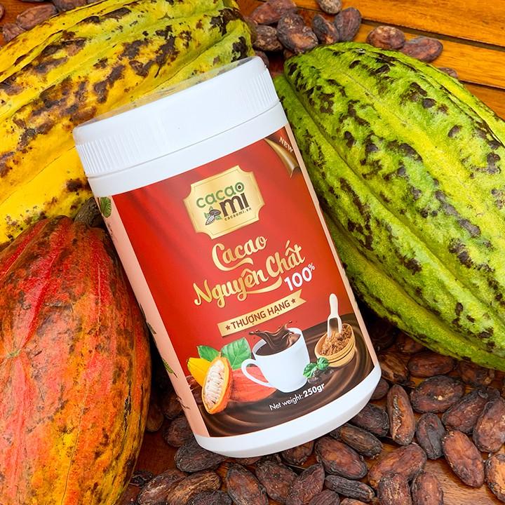 Bột cacao nguyên chất hoà tan - Chuyên pha chế trà sữa, thức uống socola, làm bánh - CACAOMI hộp thượng hạng 250g