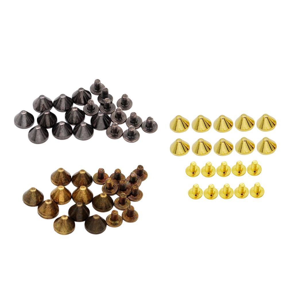 3-5pack 10 Pieces Alloy Conic Rivets for Sewing Accessories Golden