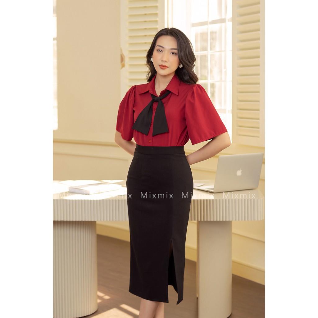 Chân váy bút chì xẻ trước Latifah