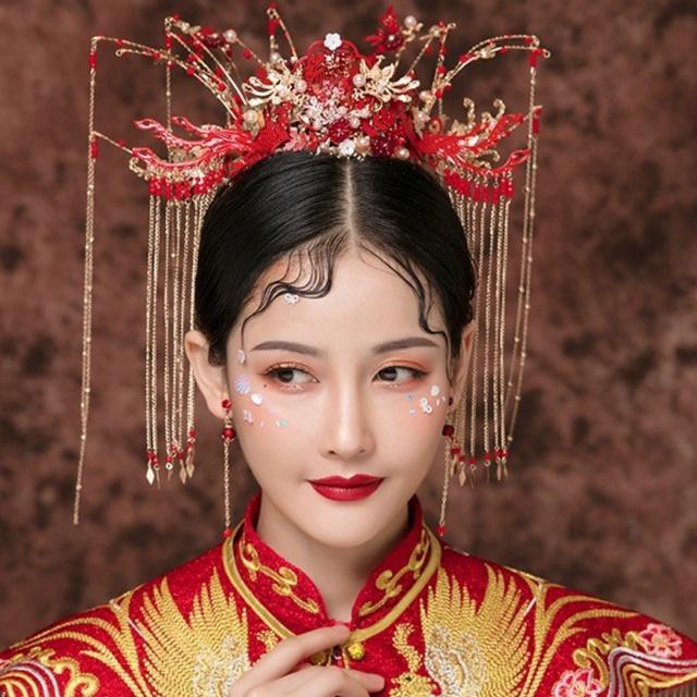 Mão Phượng cổ trang kiểu dáng hoàng hậu dành cho cô dâu 2021 Giangpkc