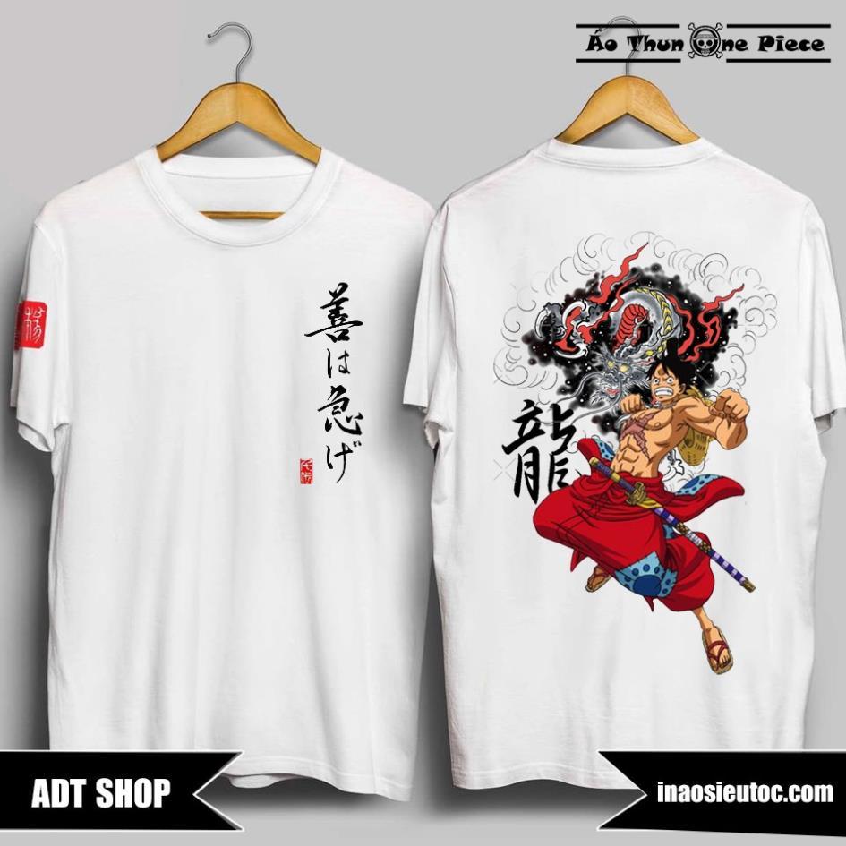 ️️Áo Thun In Hình Monkey D. Luffy One Piece Màu Trắng và Đen Cực Ngầu, Cực chất Full Size 5kg - 85kg