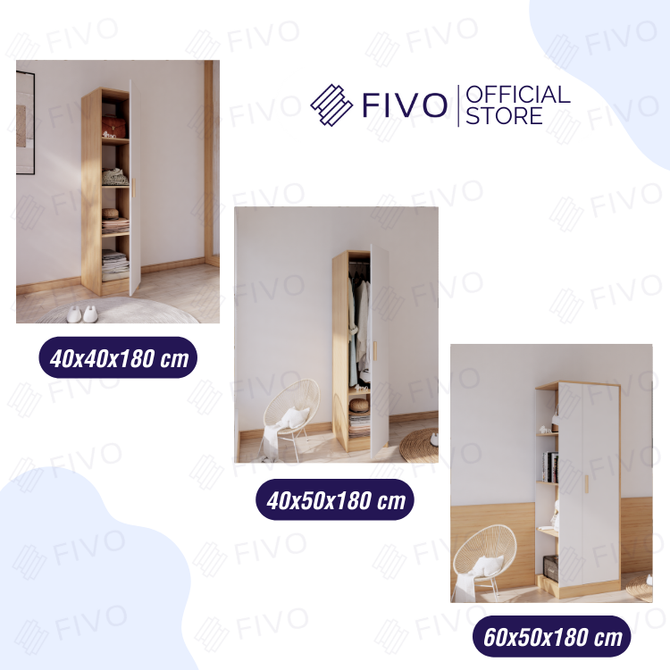 Tủ Áo Gỗ Chống Ẩm Cao Cấp 1 Cửa FIVO FC06, Mẫu Mã Đa Dạng, Phù Hợp Cho Không Gian Nhà Nhỏ, Giá Rẻ - Màu Gỗ Trắng