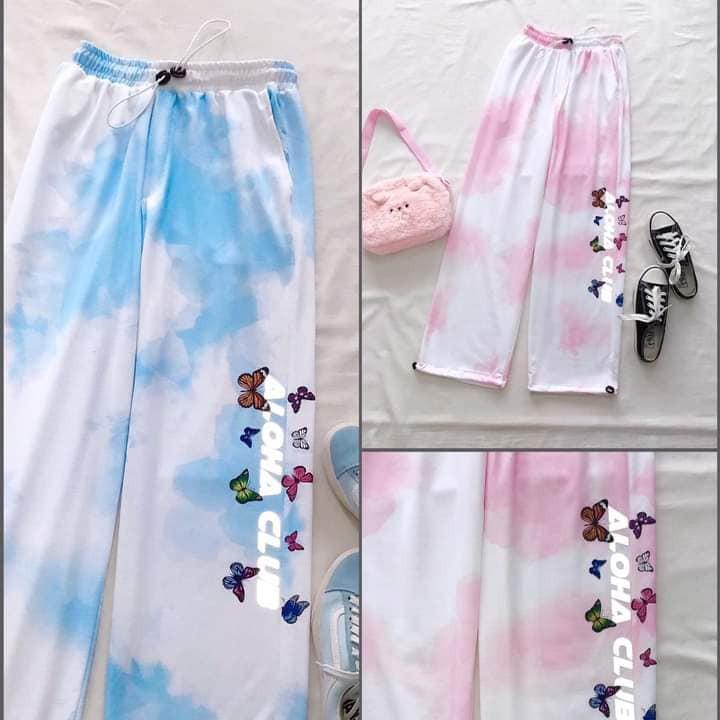 Quần thun loang màu mây in chữ phản quang bướm Cloud Tie Dye Pant unisex