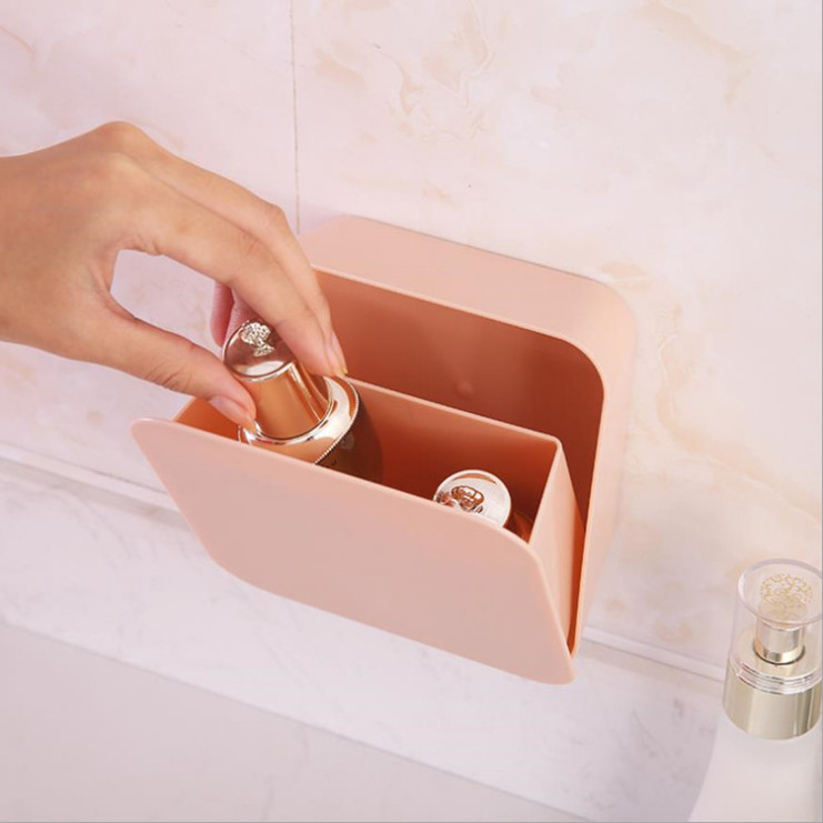 Hộp đựng đồ treo tường chống nước tiện ích tặng kèm 2 miếng dán chắc khỏe- giao màu ngẫu nhiên