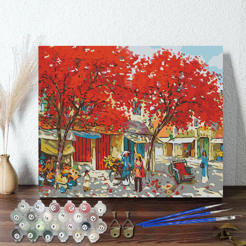 Tranh sơn dầu số hoá đã căng khung 40 x 50 cm đã căng khung nhiều mẫu chọn lựa