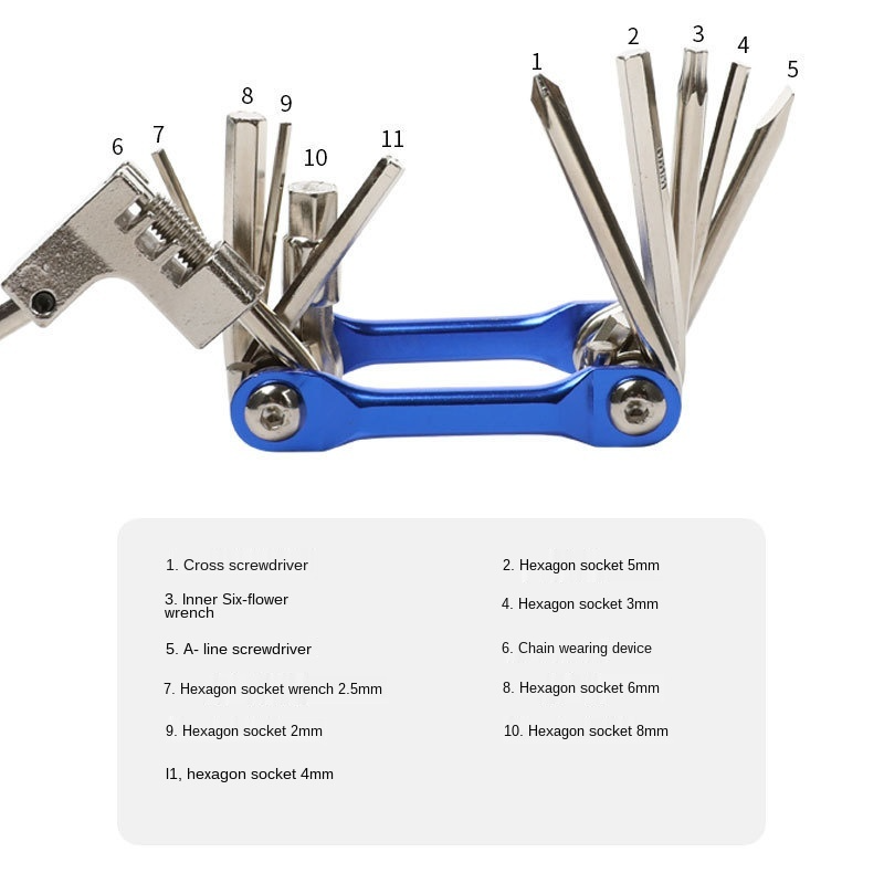 Bộ dụng cụ sửa chữa xe đạp leo núi MOSOWORLD 11 trong 1 chất liệu hợp kim nhôm cao cấp
