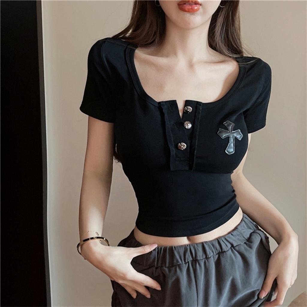 Áo croptop bigsize nữ tay ngắn trụ cổ may cách điệu bèo, Áo thun bigsize ngoại cỡ form rộng 58-95kg- G112