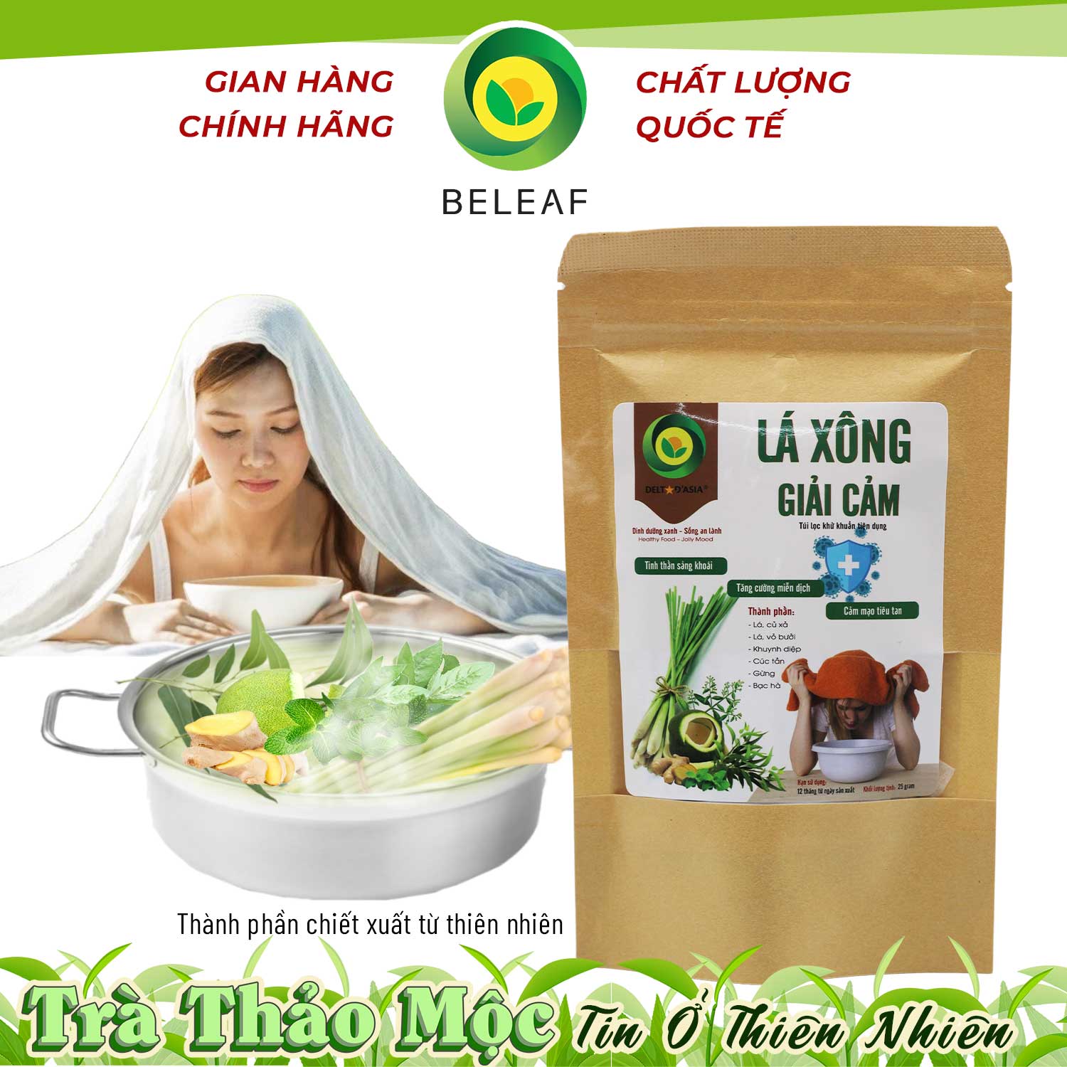 Lá Xông Giải Cảm – Gói Xông Giải Cảm Tiện Lợi Beleaf