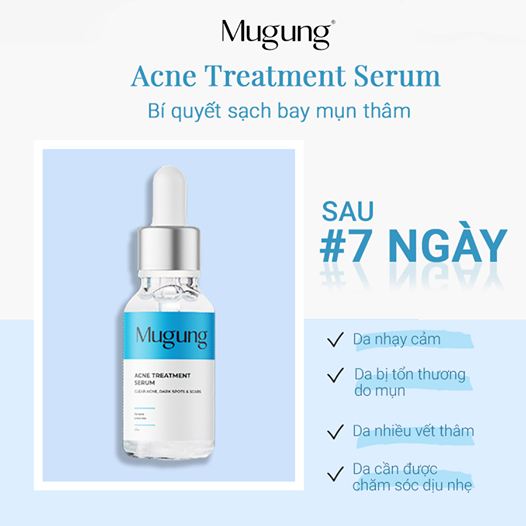 Combo ngăn ngừa mụn Mugung gồm Sữa rửa mặt và Serum Acne Treatment không bong da bí quyết sạch bay mụn thâm,mụn bọc,mụn trứng cá, dành cho mọi loại da 15ml và 15gram