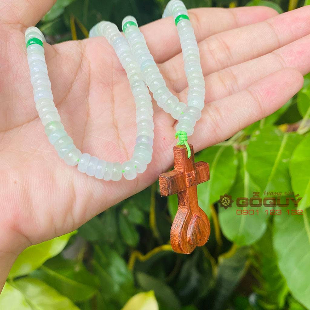 Dây đeo Thiên Tâm Đạo gỗ trắc dây đá ngọc Jadeite
