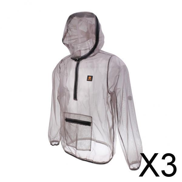 3xAnti-mosquito Mesh Clothing Bee Bug Quick-dry Repellent Suit - Gray XL