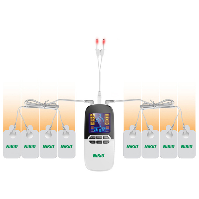 Máy Massage Xung Điện Trị Liệu Nikio NK-102 - 8 Miếng Dán Mát Xa Giảm Đau Nhức Toàn Thân Với Công Nghệ Điện Xung Mới - Đèn Hồng Ngoại Hỗ Trợ Trị Viêm Mũi Dị Ứng, Viêm Xoang - Pin Sạc Không Dây Tiện Lợi