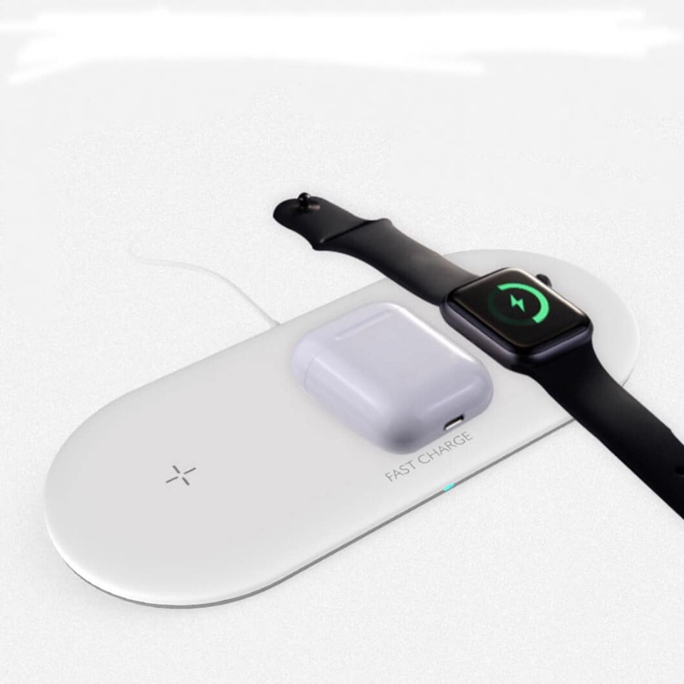 Đế sạc nhanh không dây 3 in 1 cho Apple Airpods, Apple Watch, Iphone, Smartphone (Wireless  Quick Charge, chuẩn Qi Apple)