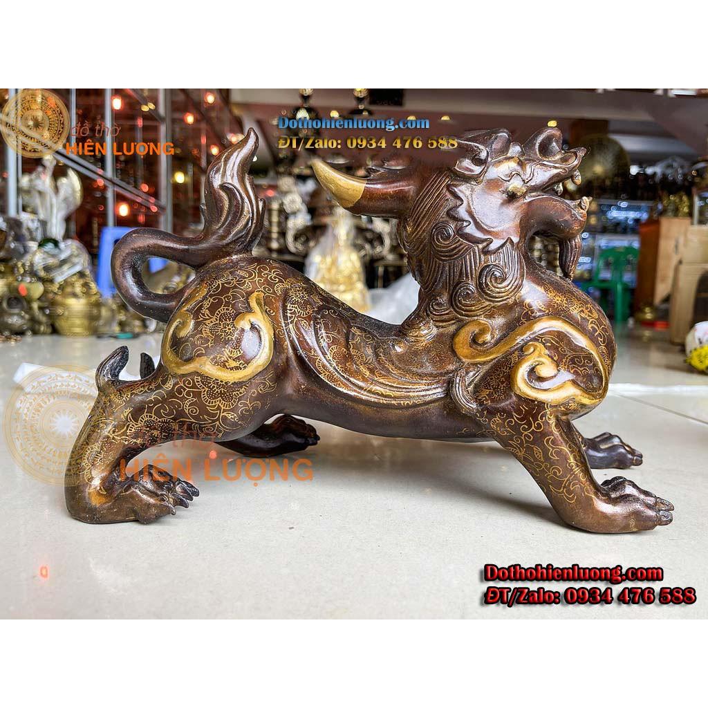 Đôi Tỳ Hưu Màu Nâu Bằng Đồng Phong Thủy Cao 22cm - Linh Vật Phong Thủy