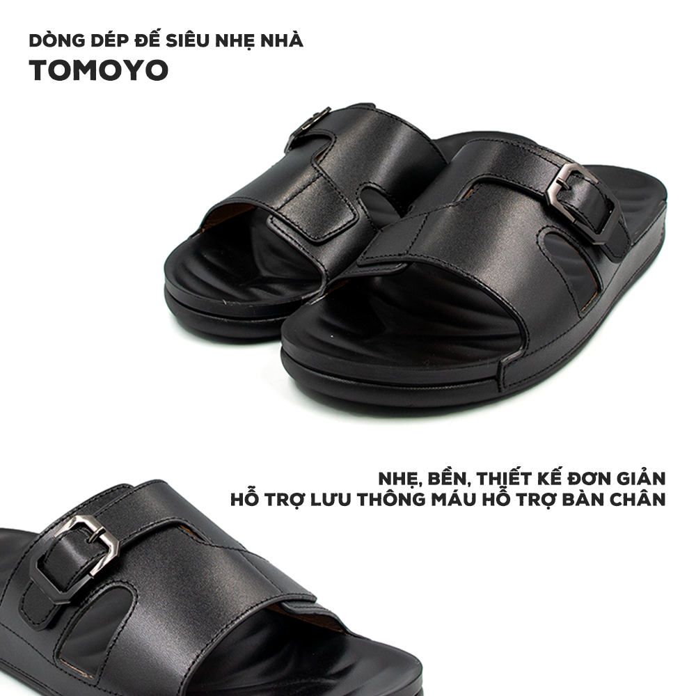 Dép Quai Ngang Nam Da Bò Nappa Cao Cấp Tomoyo TMD307