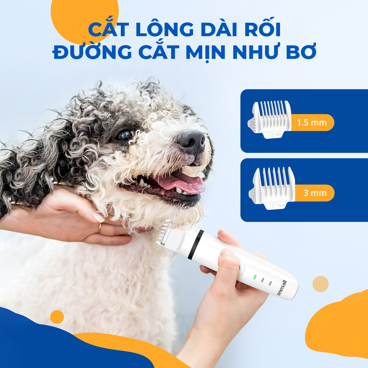 Tông đơ cắt tỉa lông thú cưng 4 trong 1 Oneisall N12 2 tốc độ - Hàng Chính Hãng