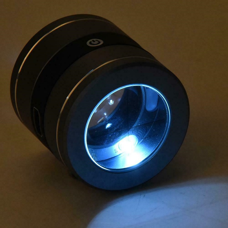 Kính lúp cao cấp có thước đo 10x tích hợp 2 đèn led trắng và đèn led tím 8083