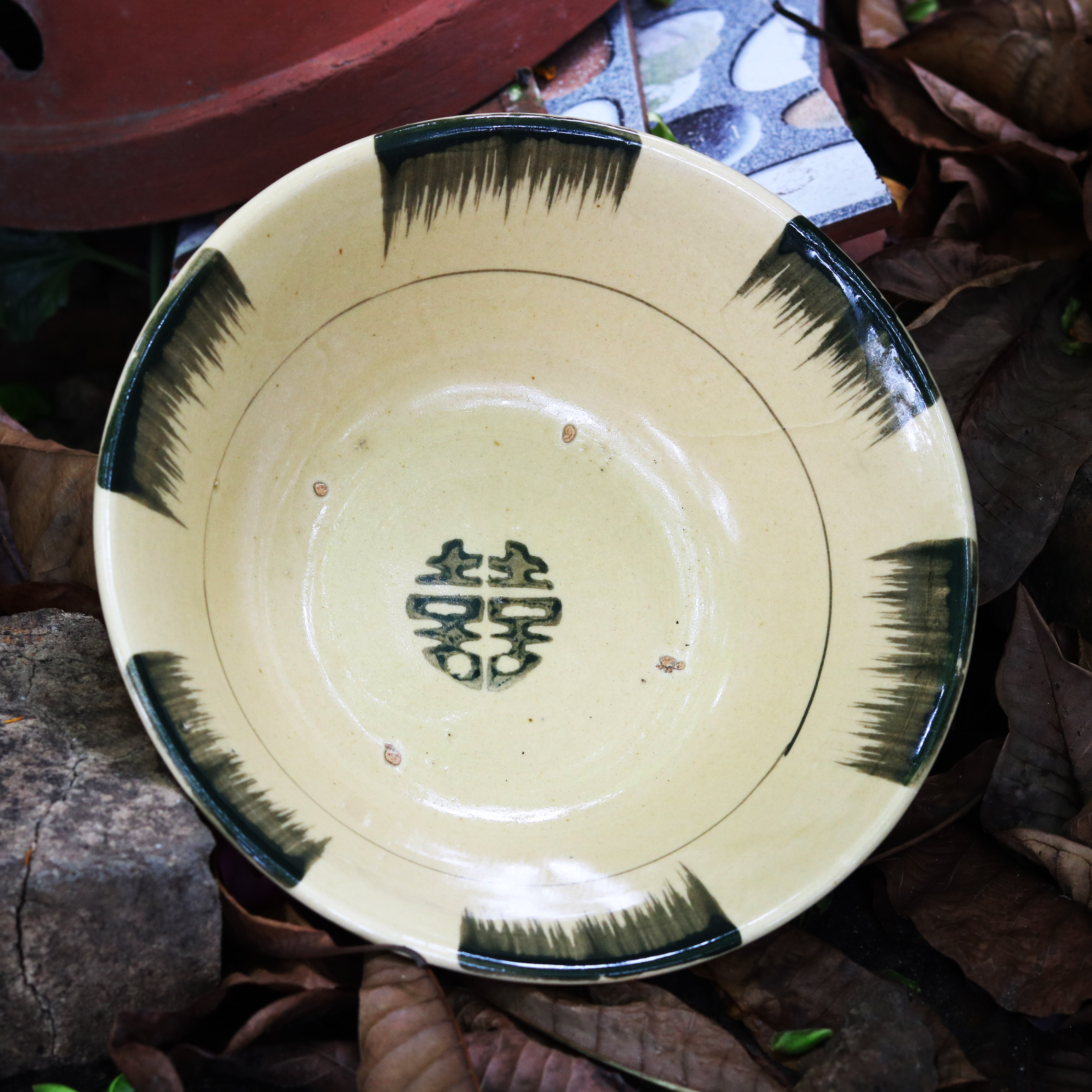 Tô To Vẽ Gà Trống/Hoa/Phết Xanh - Tô Tượng Size 21cm - Gốm Xưa Cho Người Hoài Niệm
