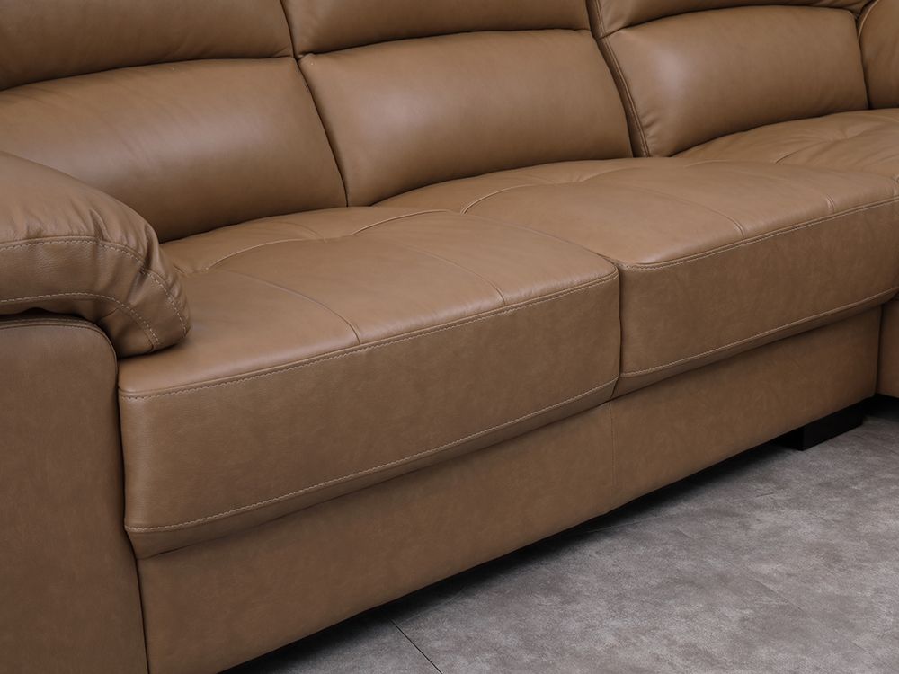 Sofa giường góc chữ L phải MORETTO khung gỗ, đệm bọc da thật cao cấp màu nâu | Index Living Mall -  Phân phối độc quyền tại Việt Nam