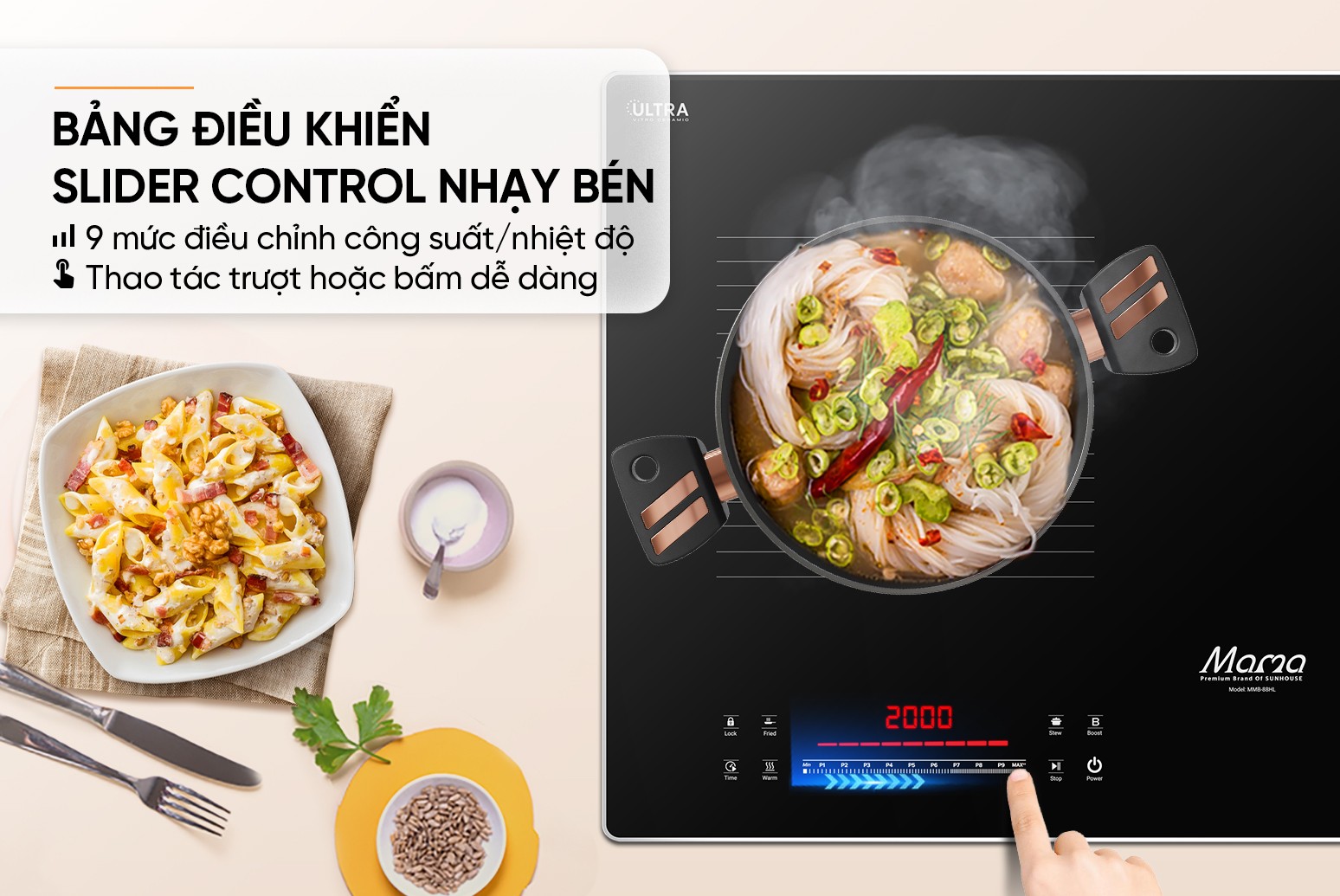 BẾP ĐÔI ĐIỆN TỪ SUNHOUSE MAMA MMB-88HL - Hàng chính hãng