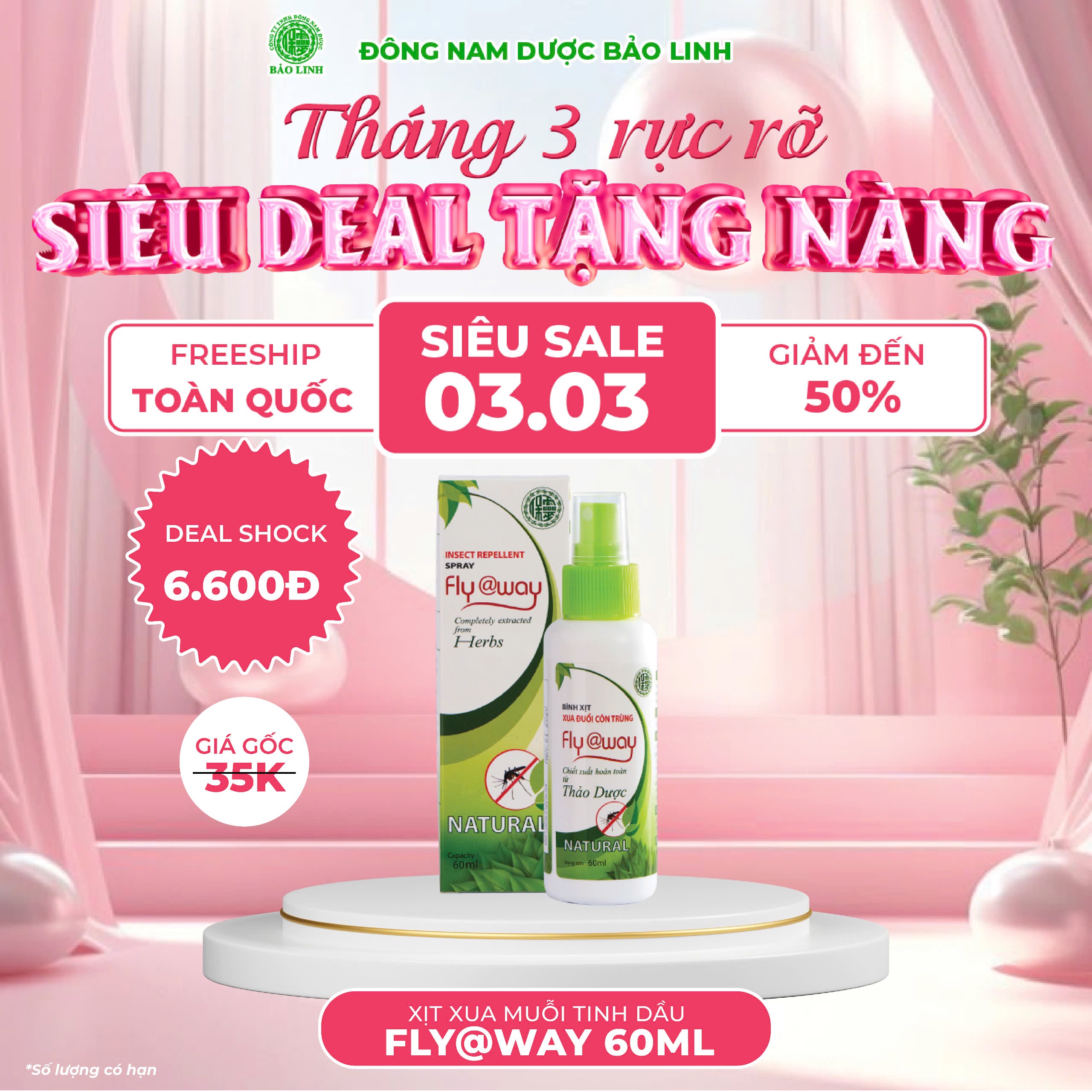 Bình Xịt Xua Đuổi Muỗi Fly@Way Bảo Linh (100ml)