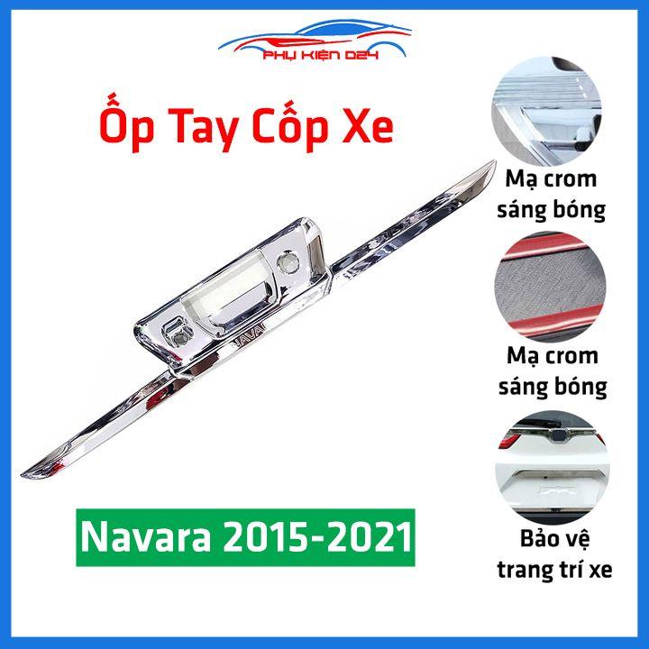 Ốp tay mở cốp Navara 2015-2016-2017-2018-2019-2020-2021 ha màu đen mạ crom trang trí xe chống va đập hiệu quả