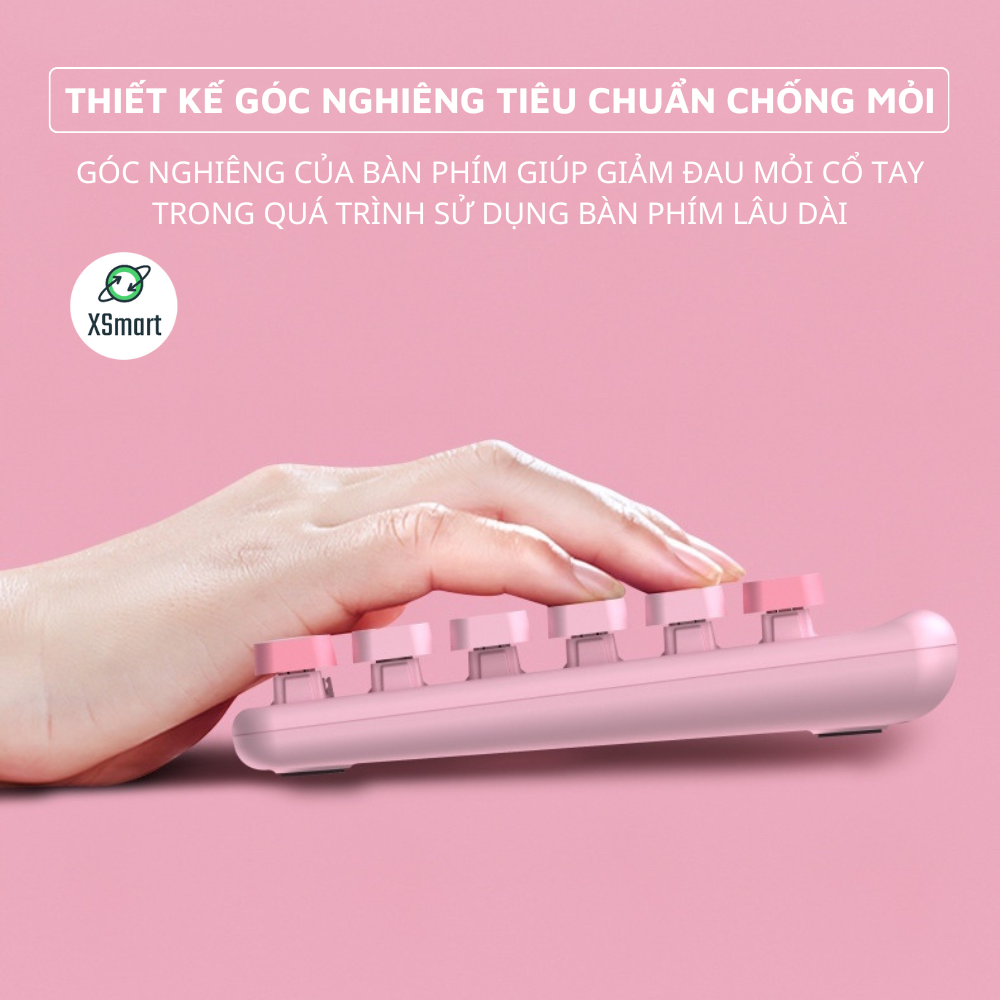 Bộ Bàn Phím Chuột Không Dây Cao Cấp QW02 Màu Đỏ Rực Rỡ, Phím Gõ Cực Êm, Tặng Kèm Lót Chuột Cỡ Lớn Cực Đẹp, Kết Nối Đa Thiết Bị-Hàng Chính Hãng