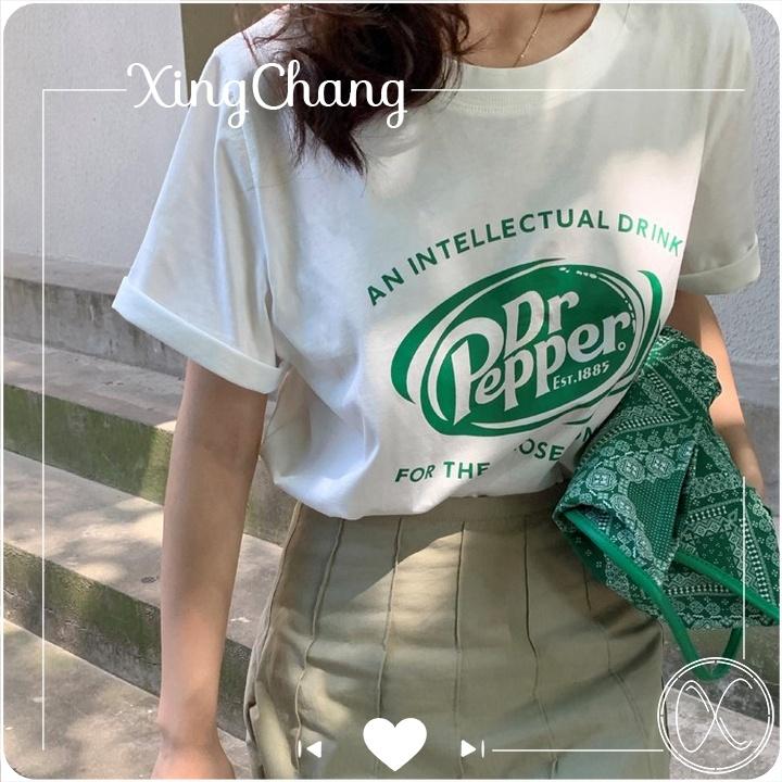 Áo thun nữ hè dáng basic, áo thun phong cách công sở XingChang chất mịn đẹp nữ tính in PEPPER mã NXC26