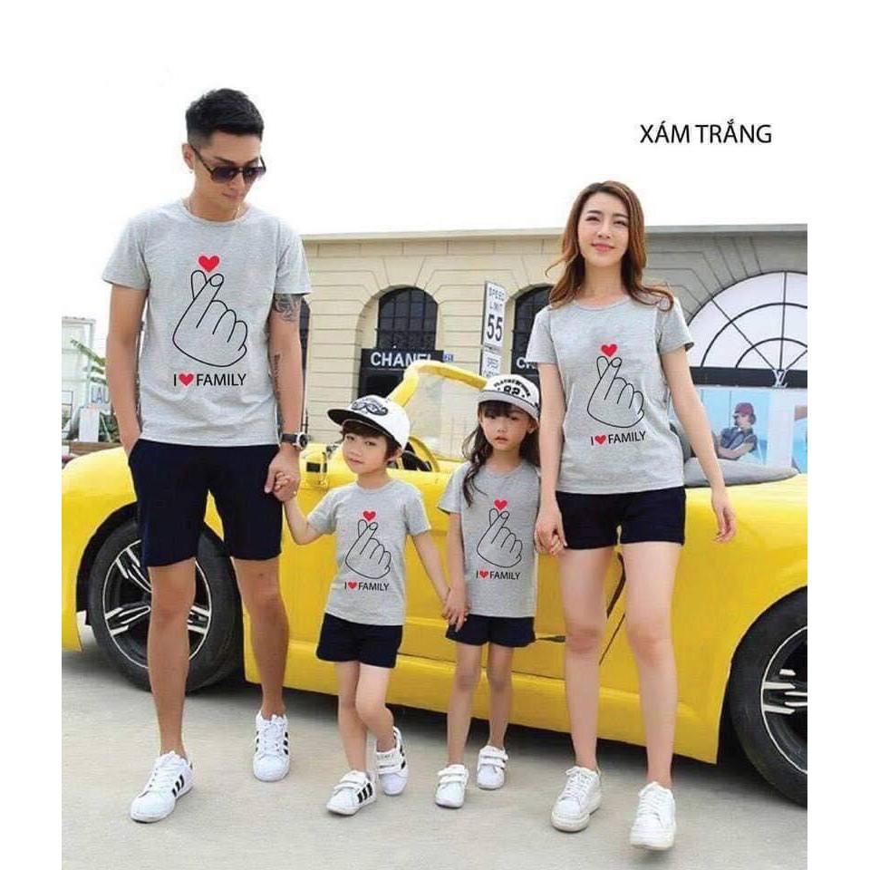 {đủ size} Áo thun gia đình, nhóm, lớp - I LOVE FAMILY (bắn tim)