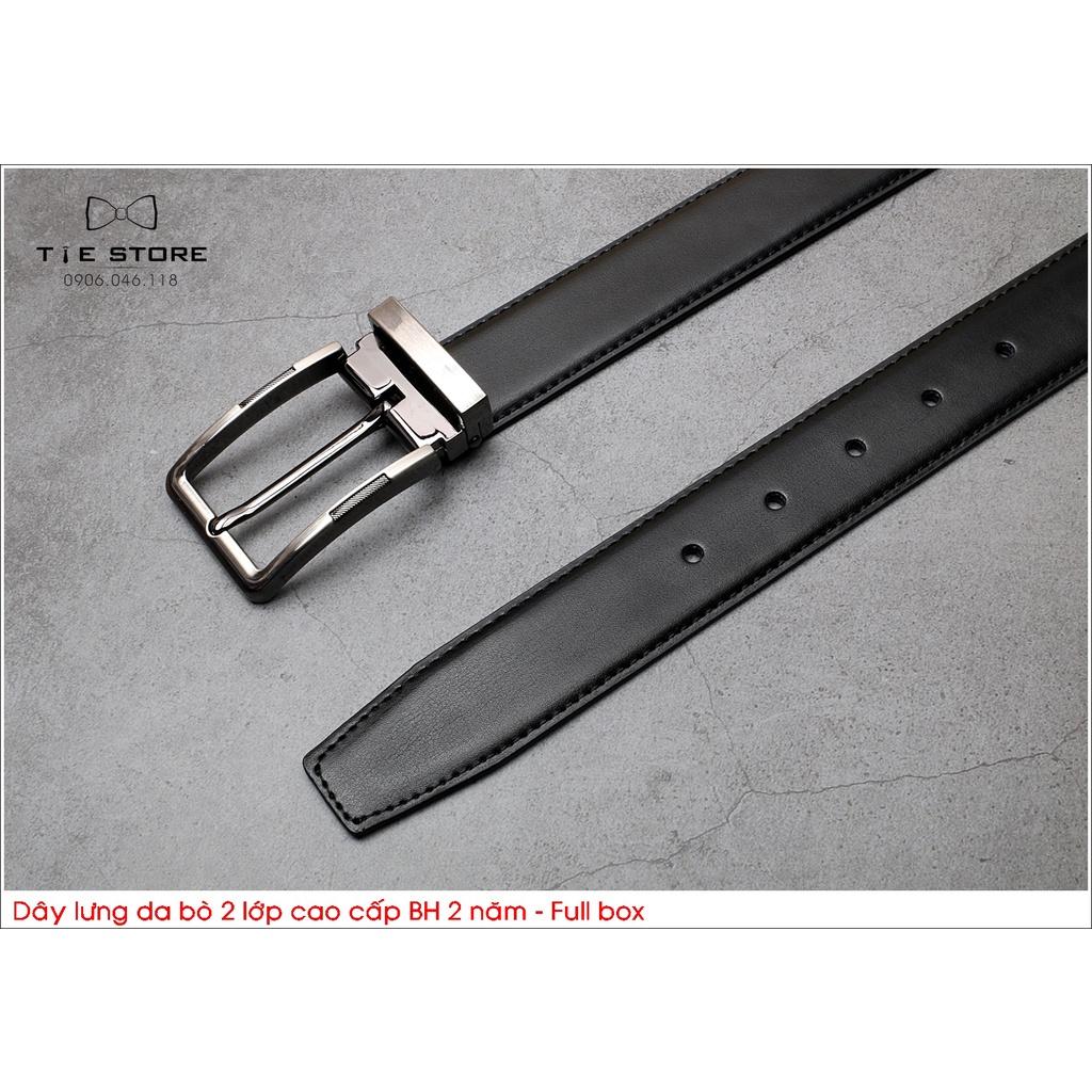 Thắt Lưng Nam Da bò 2 lớp, dây lưng công sở cao cấp BH 2 năm Full box - Khóa kim ghi đậm