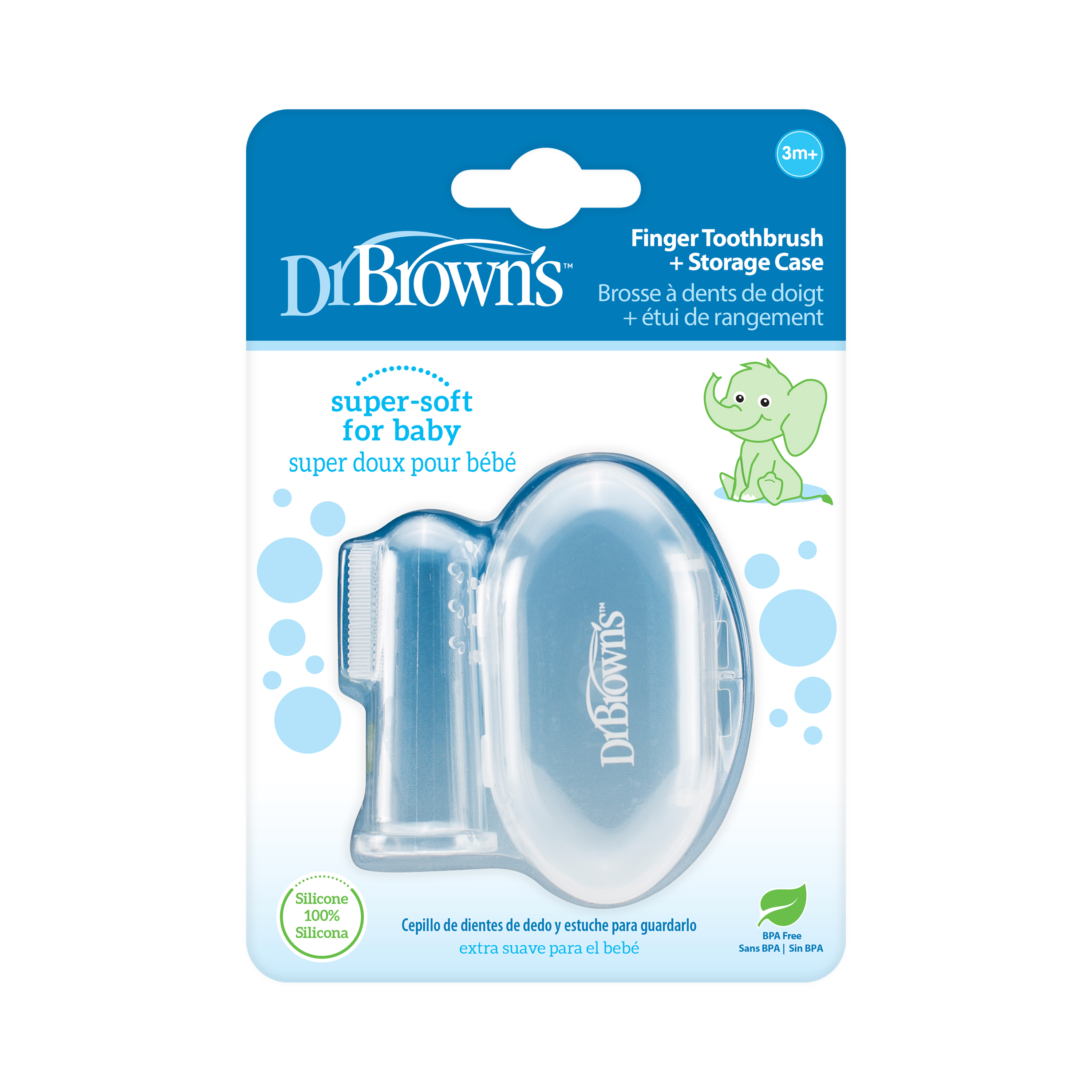 Bàn chải răng ngón tay Dr.Brown's / rơ lưỡi hình ngón tay - có hộp đựng
