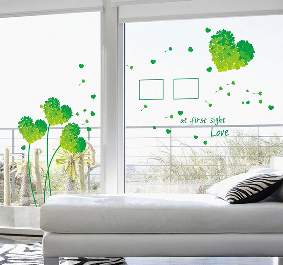 Decal Dán Tường Trài Tim Xanh Lá Binbin PK115 (125 x 96 cm)