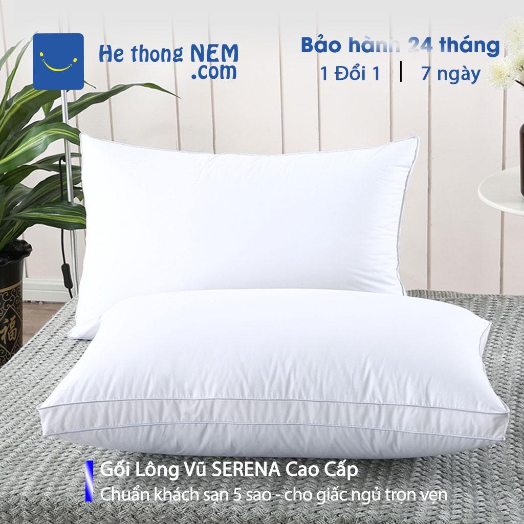 Gối Lông Vũ Nhân Tạo Serena Cao Cấp Ruột Gối Lông Vũ Mềm Kê Cổ Gối Đầu Nằm Ngủ Ngon Chuẩn Khách Sạn Năm Sao