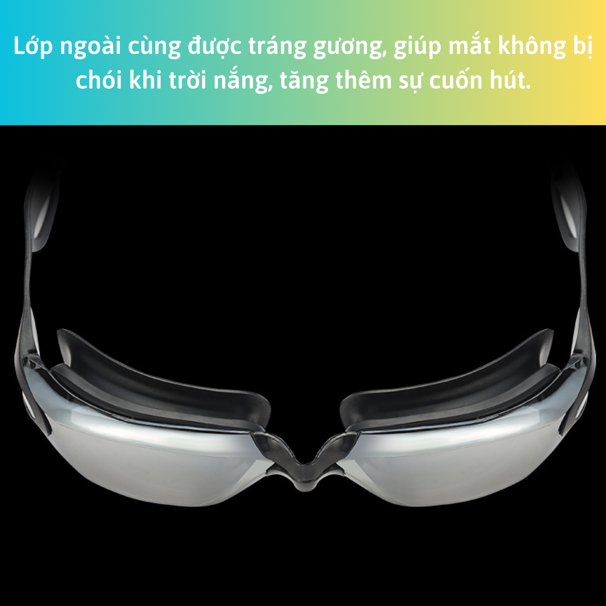 Kính Bơi Tráng Gương kèm bịt tai cao cấp VinBuy chống sương mù, chống tia UV Hàng chính hãng - Tặng kèm nón bơi Silicon (Màu ngẫu nhiên)